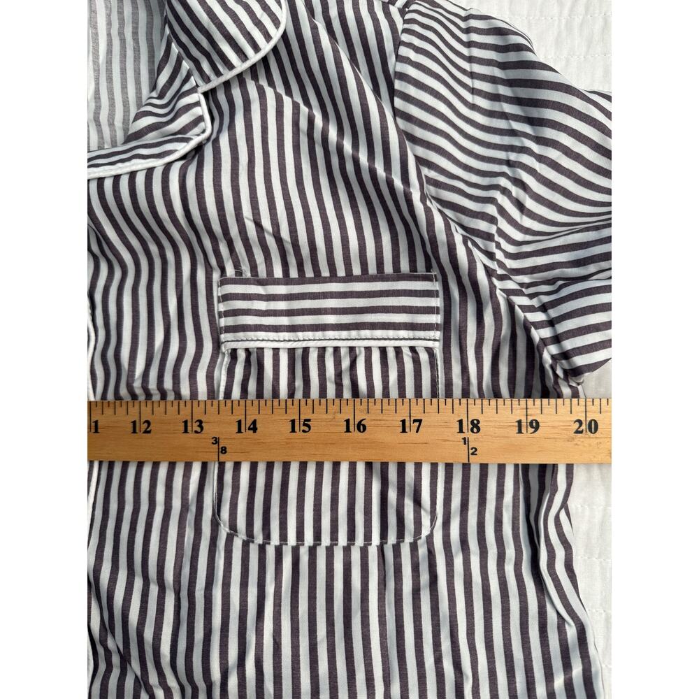 Ettitude Pajama Shirt Womens Small Gray White Striped 100% Bamboo Lyocell Top - Picture 8 of 8
